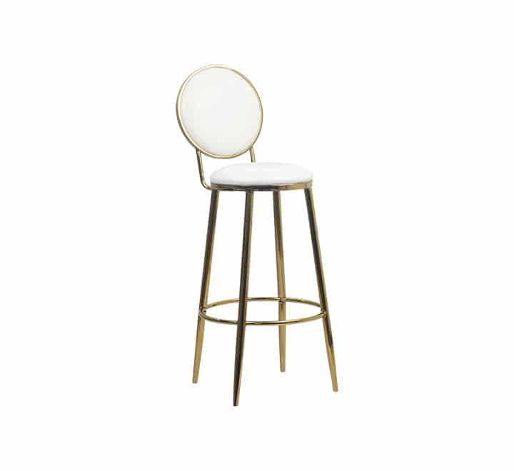 White padded bar stool with gold frame 1 White padded bar stool with gold frame
