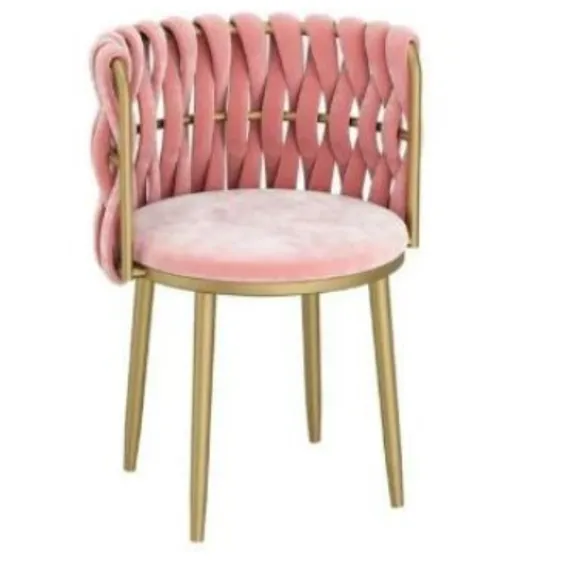 Dion Velvet Dinning Chairs-Pink 1 Dion Velvet Dinning Chairs-Pink